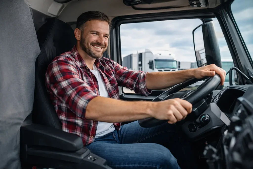 Conductor profesional extranjero trabajando para empresa de transporte en España