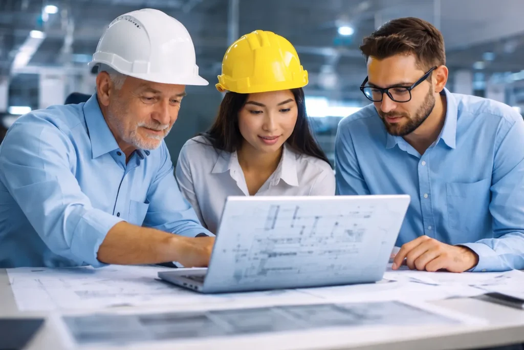 Ingenieros extranjeros trabajando en un proyecto técnico en España