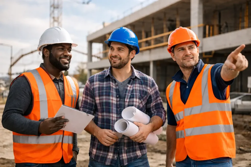 Trabajadores de la construcción extranjeros en obra en España